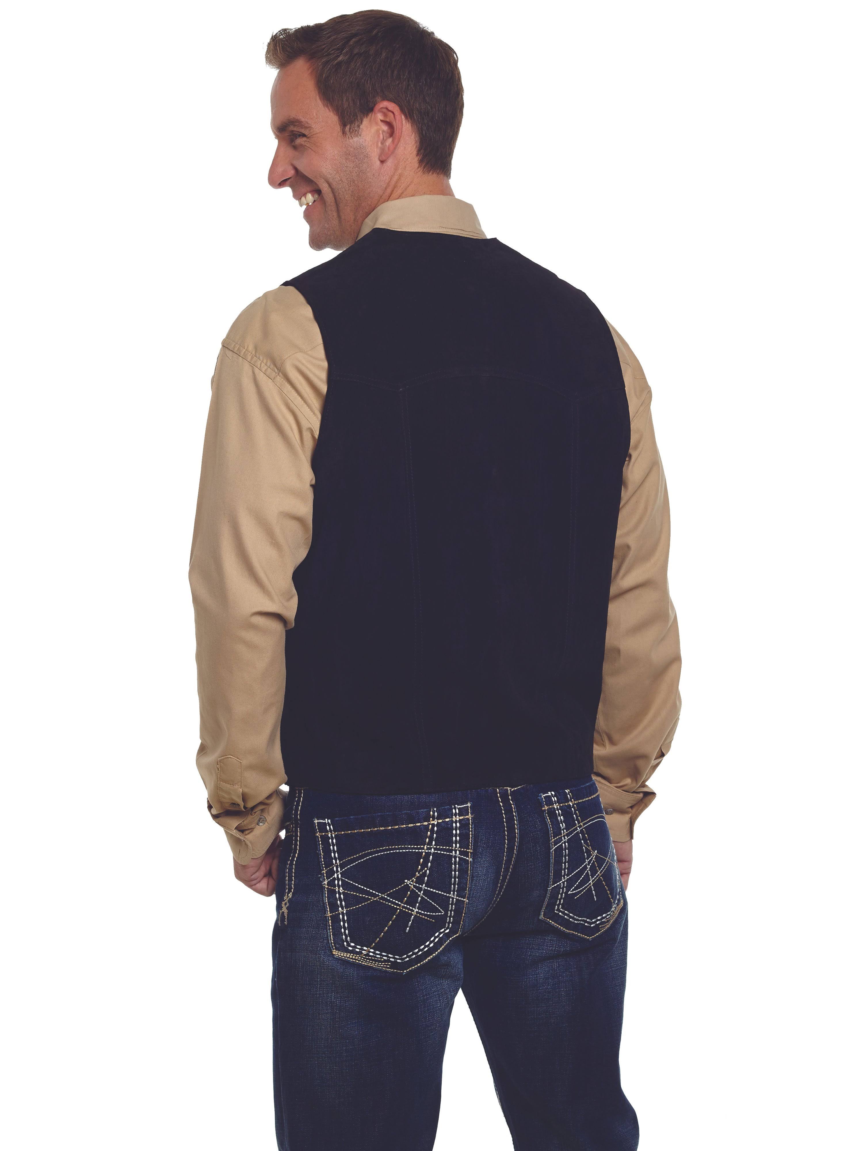 Cripple Creek Men&s Suede Leather Vest Black Medium