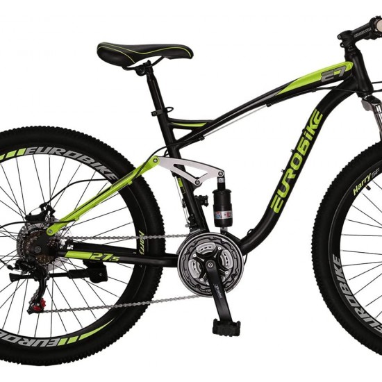 E7 Adult Mountain Bike 18 inch Steel Frame 27.5 inch Muti Spoke Double Alloy Wheel Disc Brake 21 Speed Gears Full Suspension MTB Bicycle