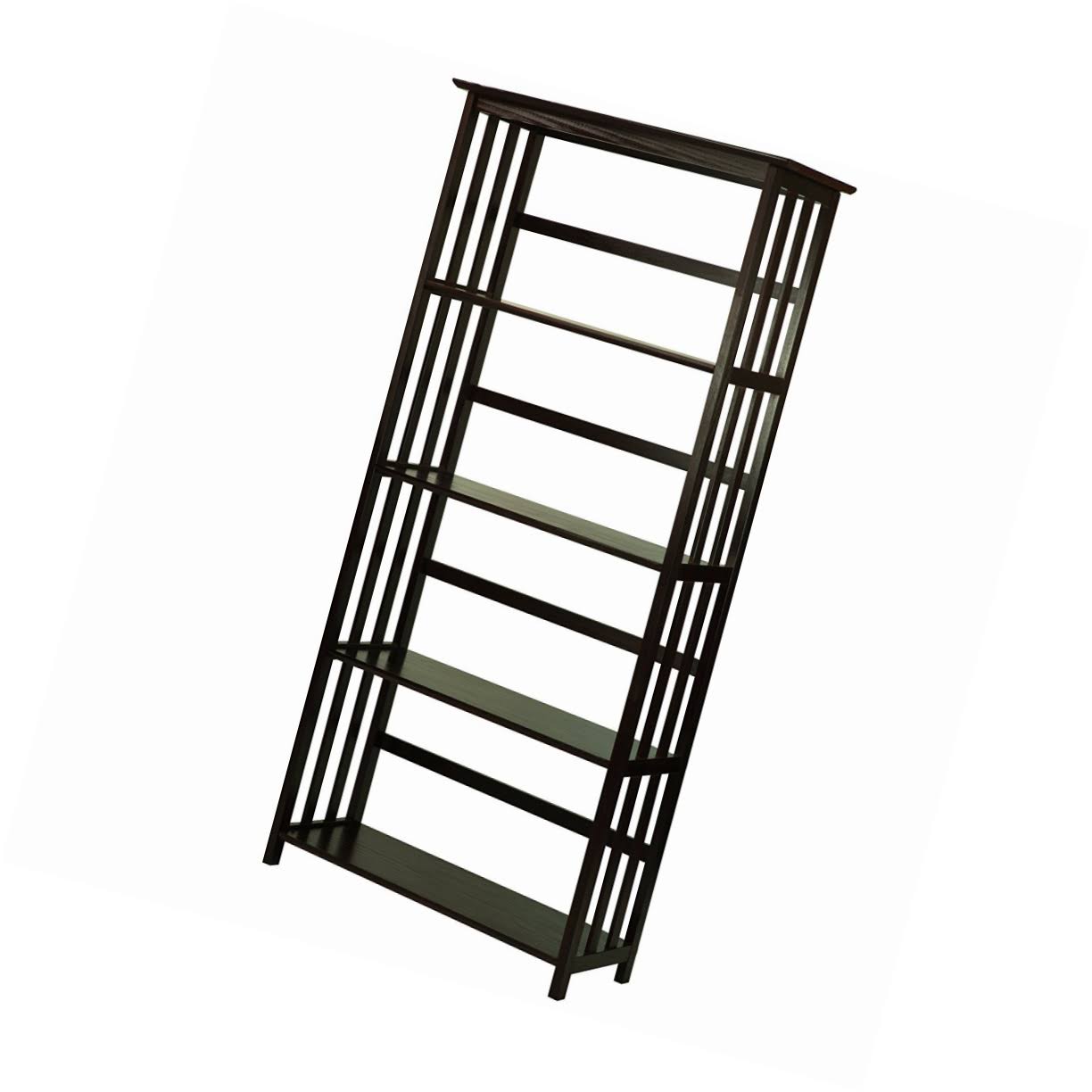 Mission Style 5-Shelf Bookcase-Espresso, Brown