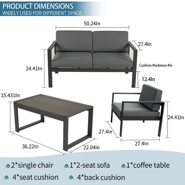 Modern Aluminum RustProof 4 Piece Sofa Set
