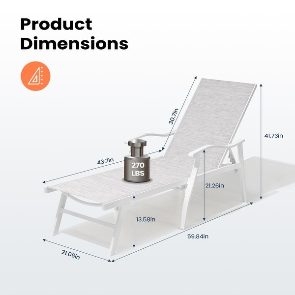 Pellebant 2PCS Patio Aluminum Adjustable Chaise Lounge Chair