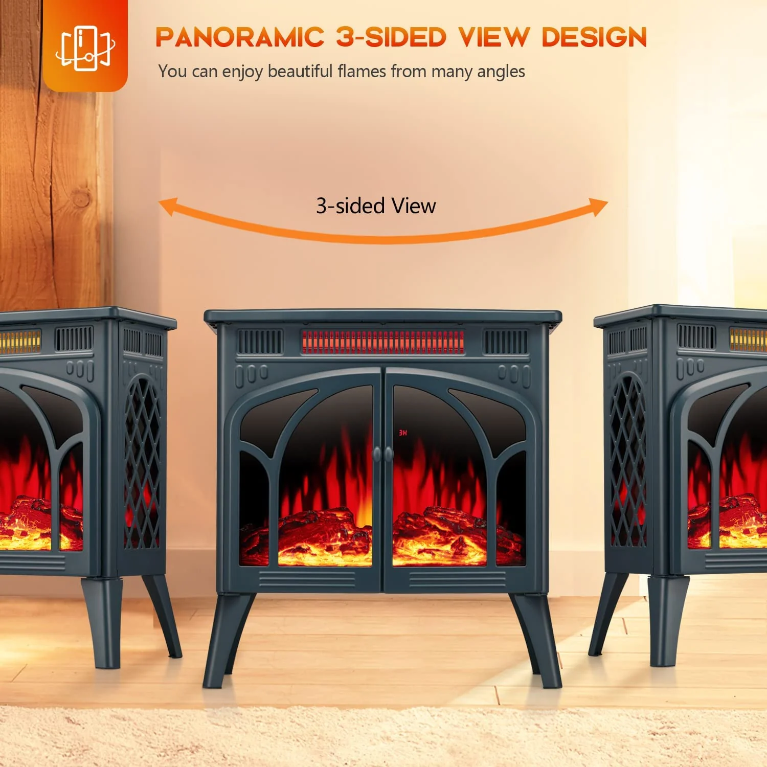 25 Inches 3D Infrared  Free Standing Electric Fireplace Stove S230B