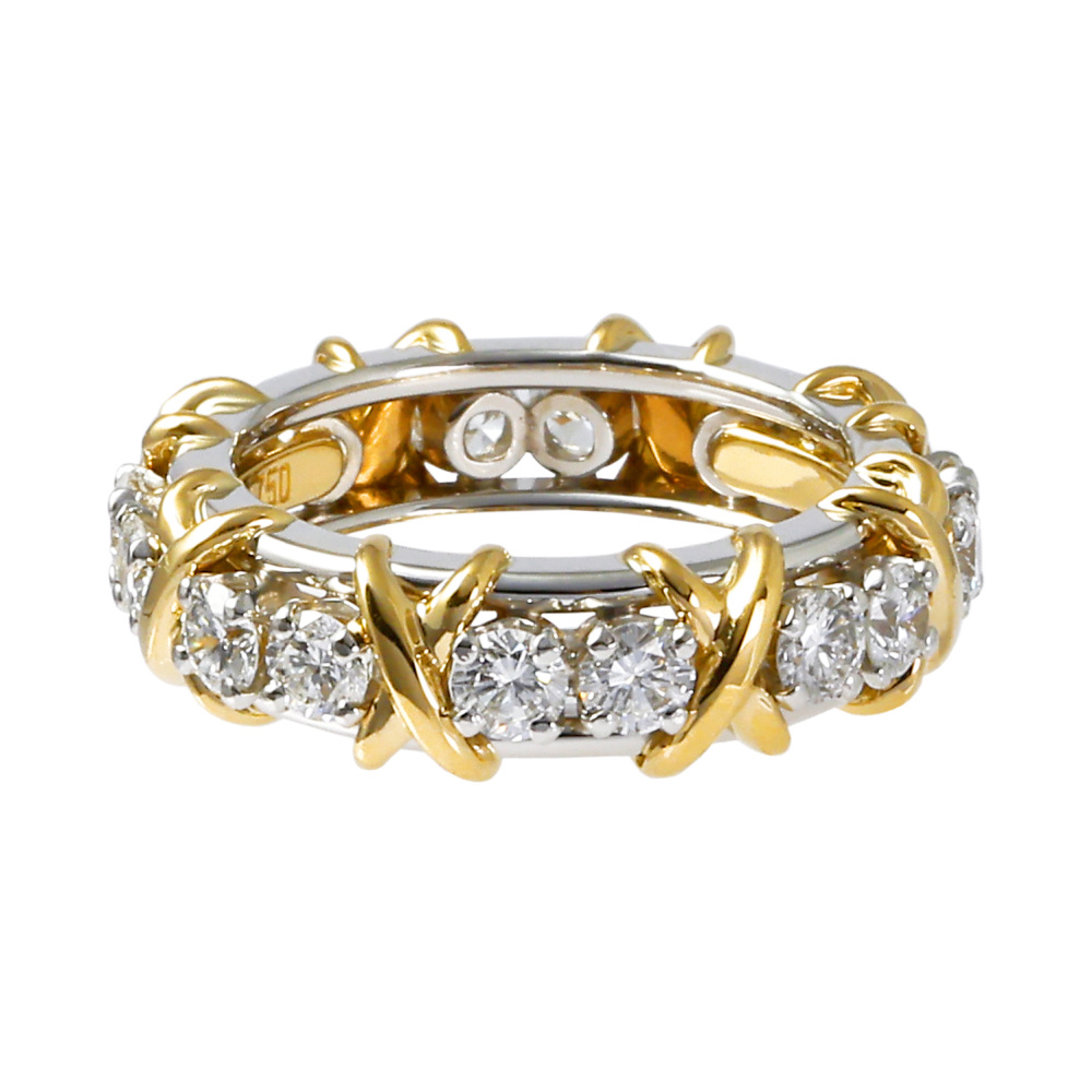 Tiffany & Co. Schlumberger Jean Ring Platinum & 18K Yellow Gold Diamond 72610156