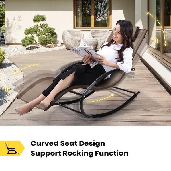Pellebant Chaise Patio Rocking Chair with Pillow