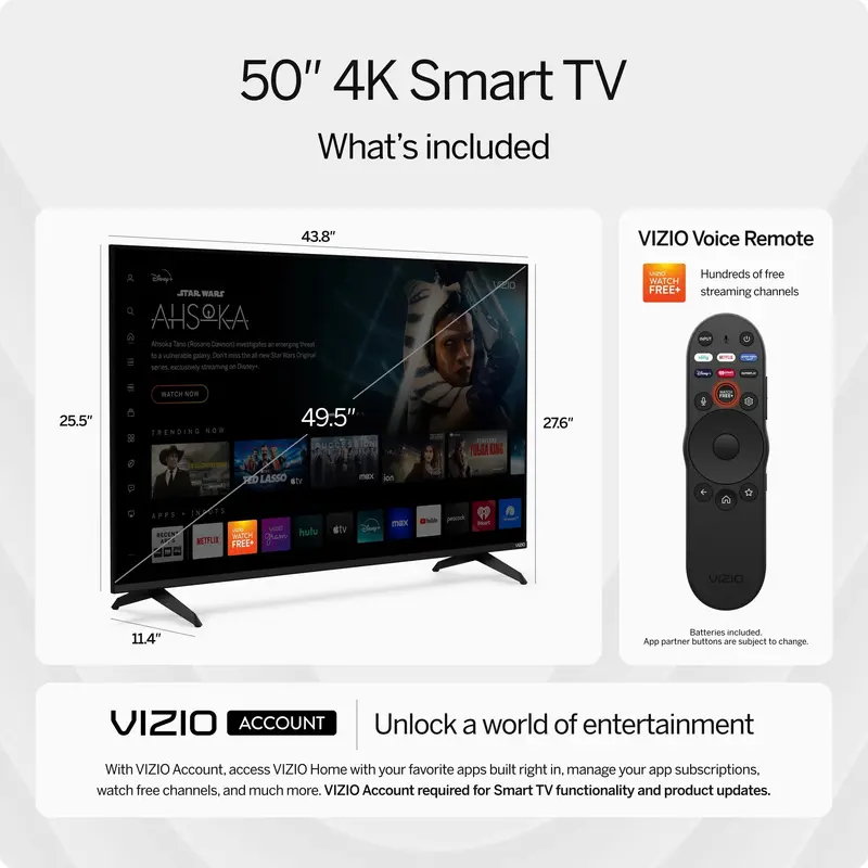 VIZIO 50-Inch 4K UHD Smart LED TV with HDR – Model V4K50M-08