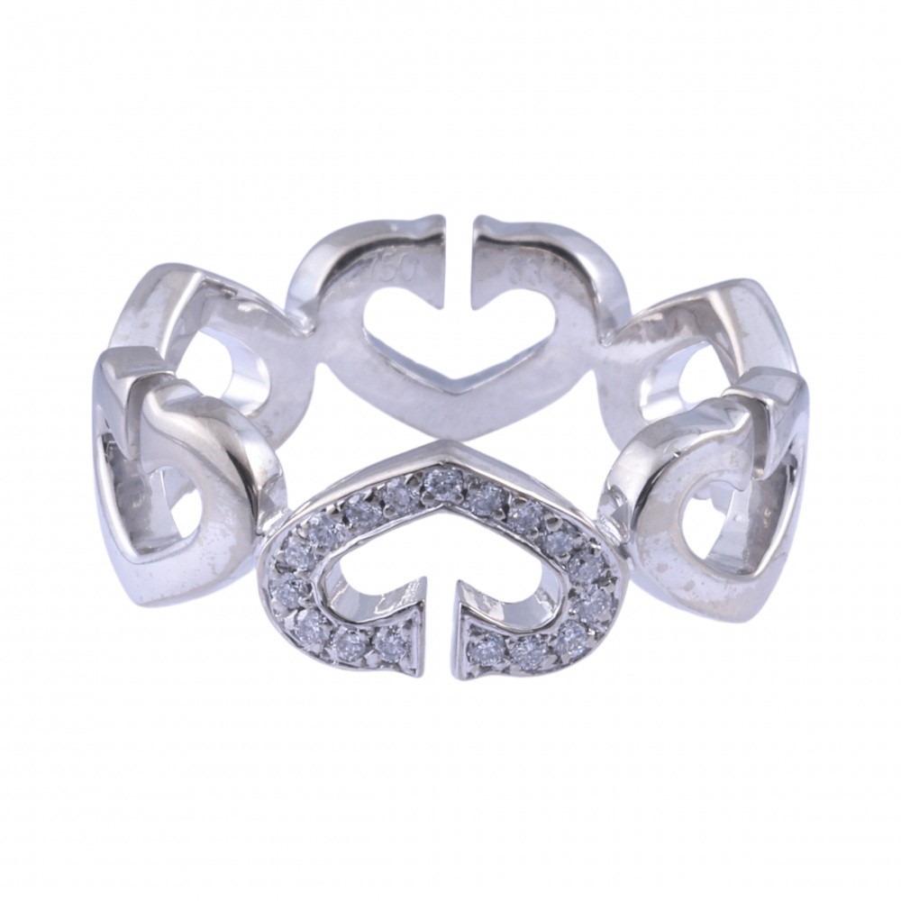 Cartier C Heart Ring 18K White Gold Diamond