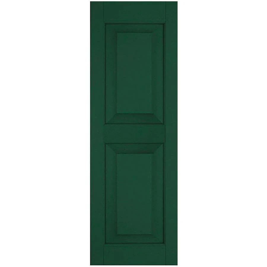 Ekena Millwork 18 in. x 57 in. Exterior Real Wood Sapele Mahogany Raised Panel Shutters Pair Chrome Green
