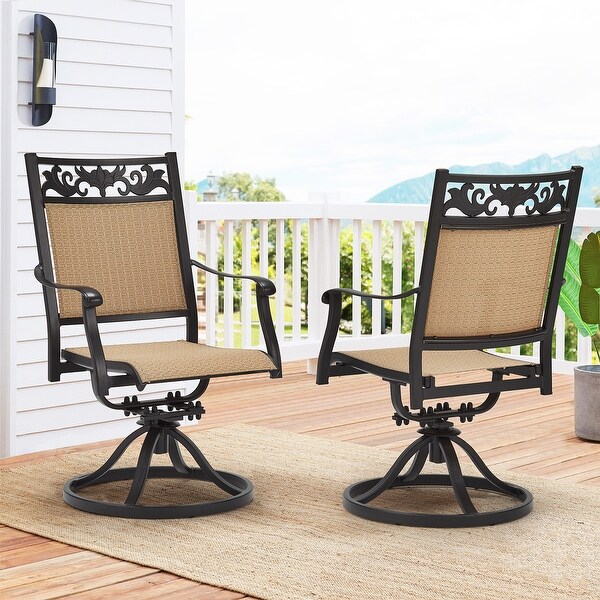 EROMMY Swivel Patio Dining Chairs Set of 2,Outdoor Wicker Aluminum Swivel Chair,Swivel Rocker with AllWeather Aluminum Frame