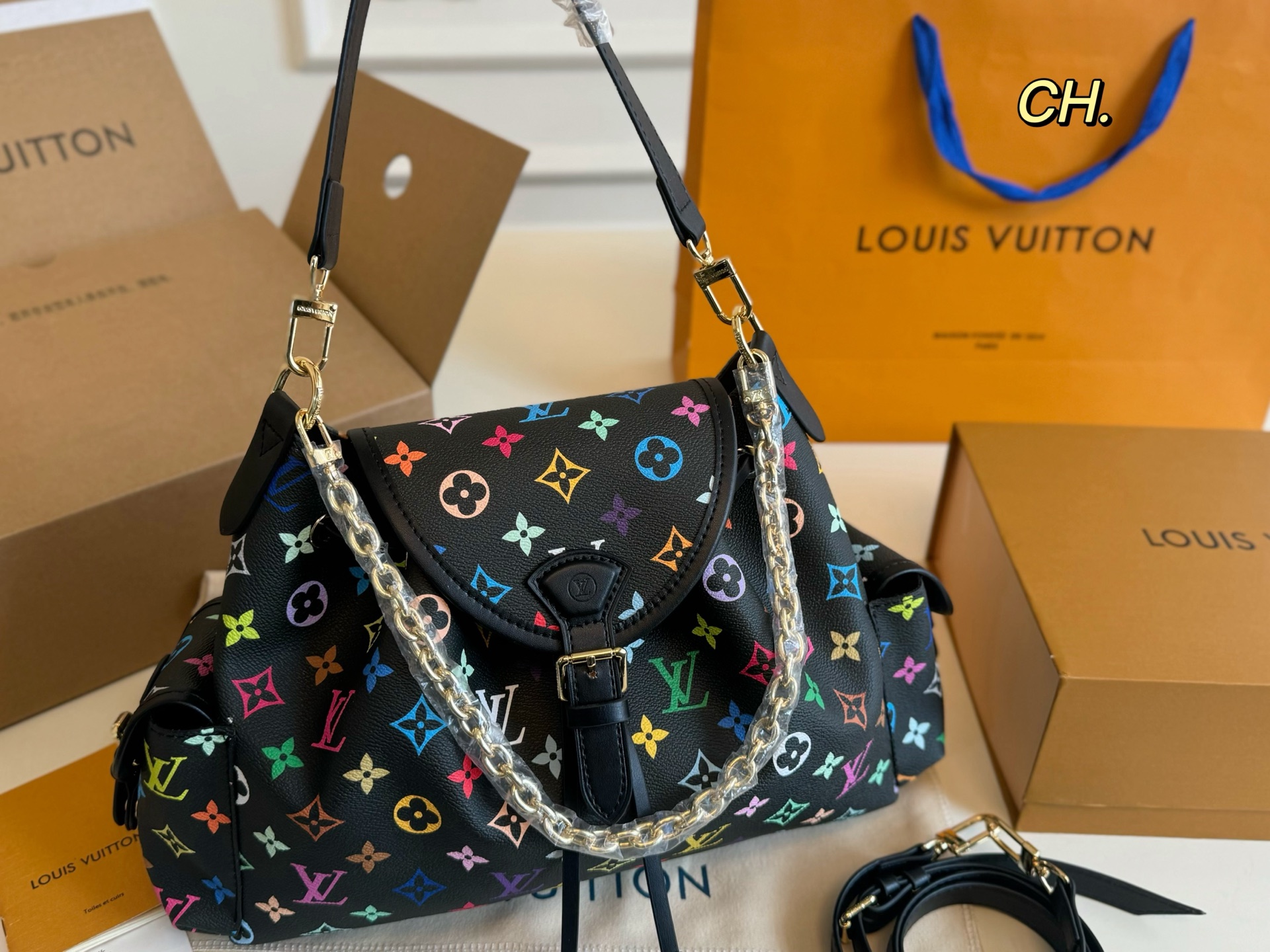LV vintage drawstring handbag with chain - cnluxepick