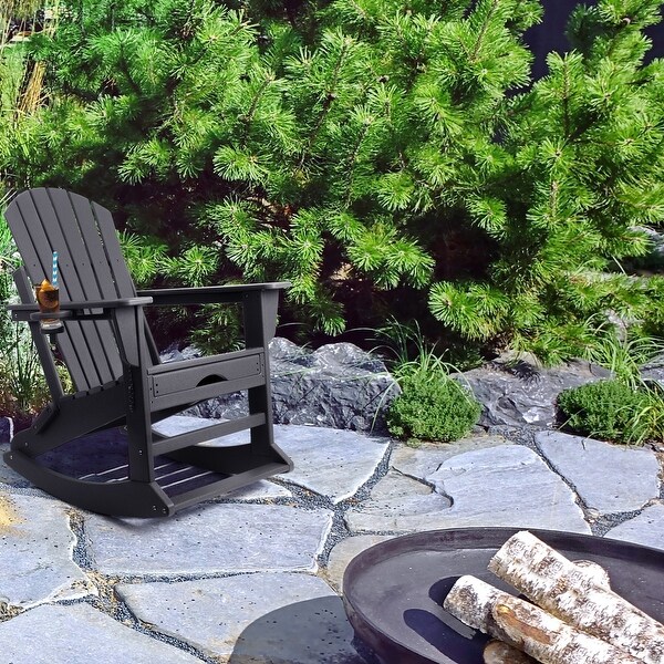 Vrakae Folding and Rocking Adirondack Chair with Ottoman