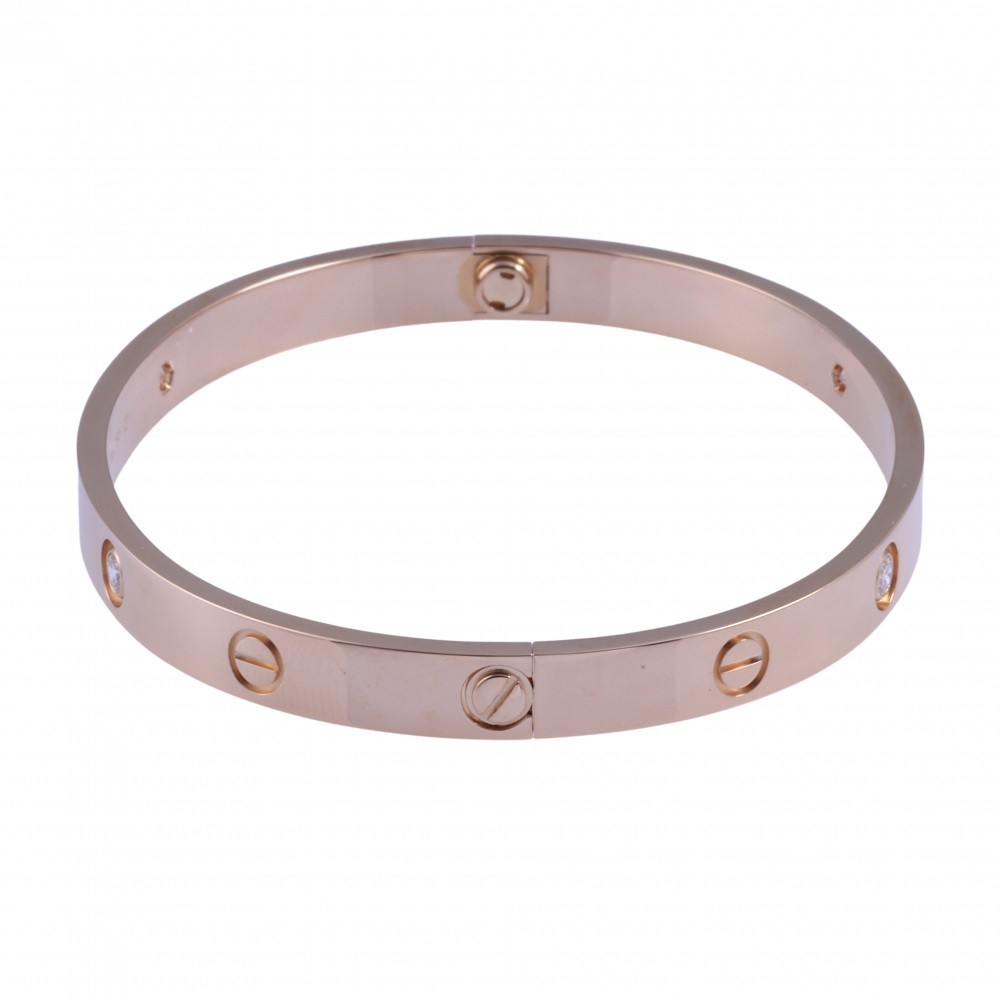 Cartier Love Half Diamond #19 Bracelet 18K Rose Gold B6036000