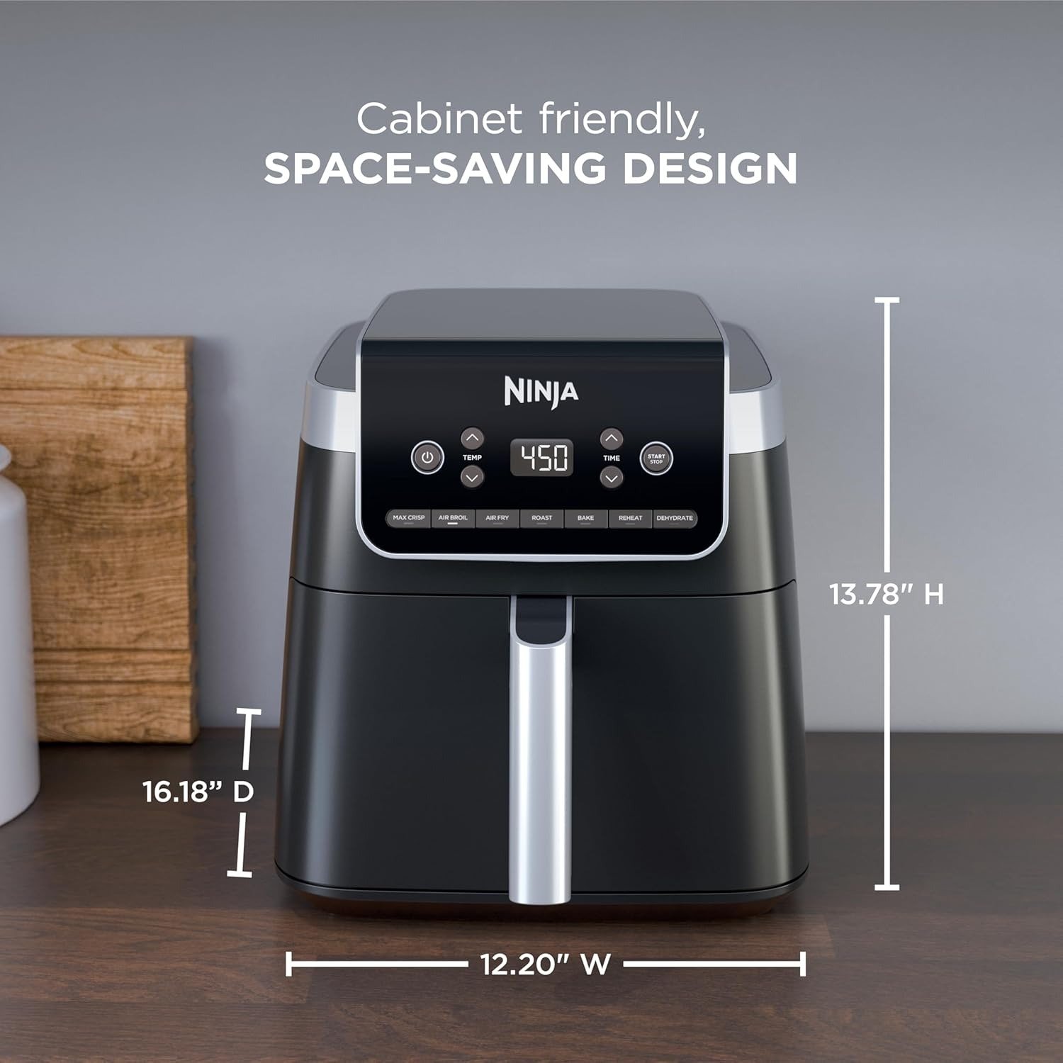 6.5QT XL Air Fryer 7-in-1, Dishwasher Safe Nonstick Parts, Space Saving Countertop Design