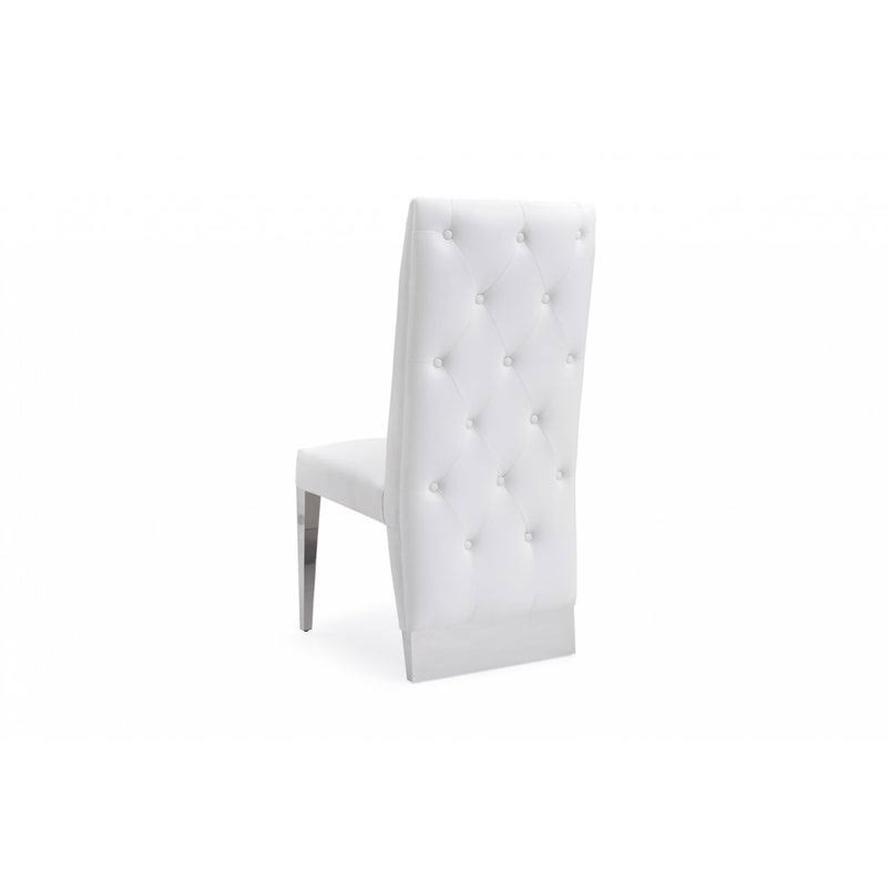Modrest Kilson Modern White Leatherette u0026 Stainless Steel Dining Chair (Set of 2)