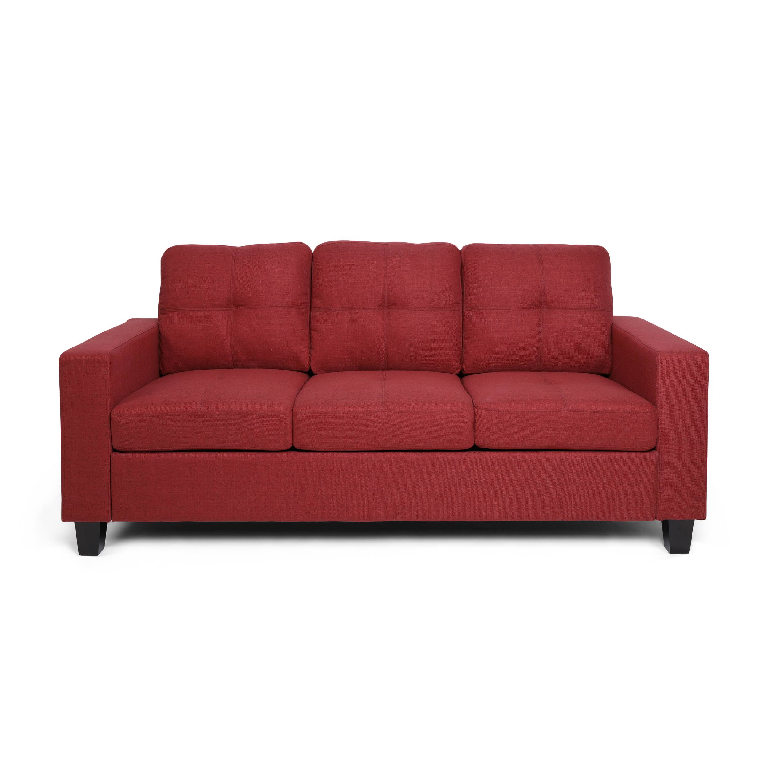 Viviana Three Seater Sofa with Wood Legs, Beige and Natural Finish