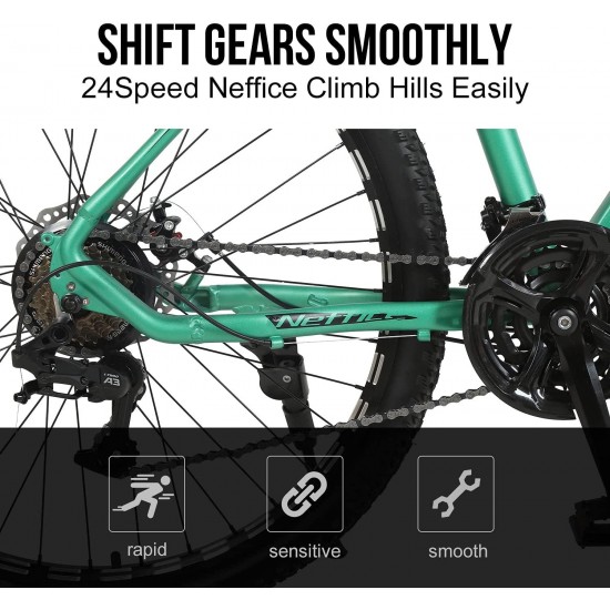 2.1″ Mountain Bike Mens 24 Speed Rear Derailleur,High-Strength Aluminum Frame, Trigger Shift Bicycle