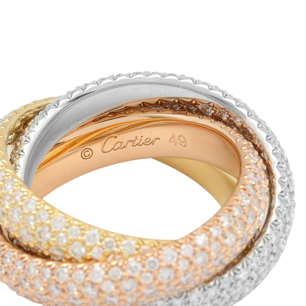 Cartier Trinity Pave Ring Tri-Gold Diamond N4210800