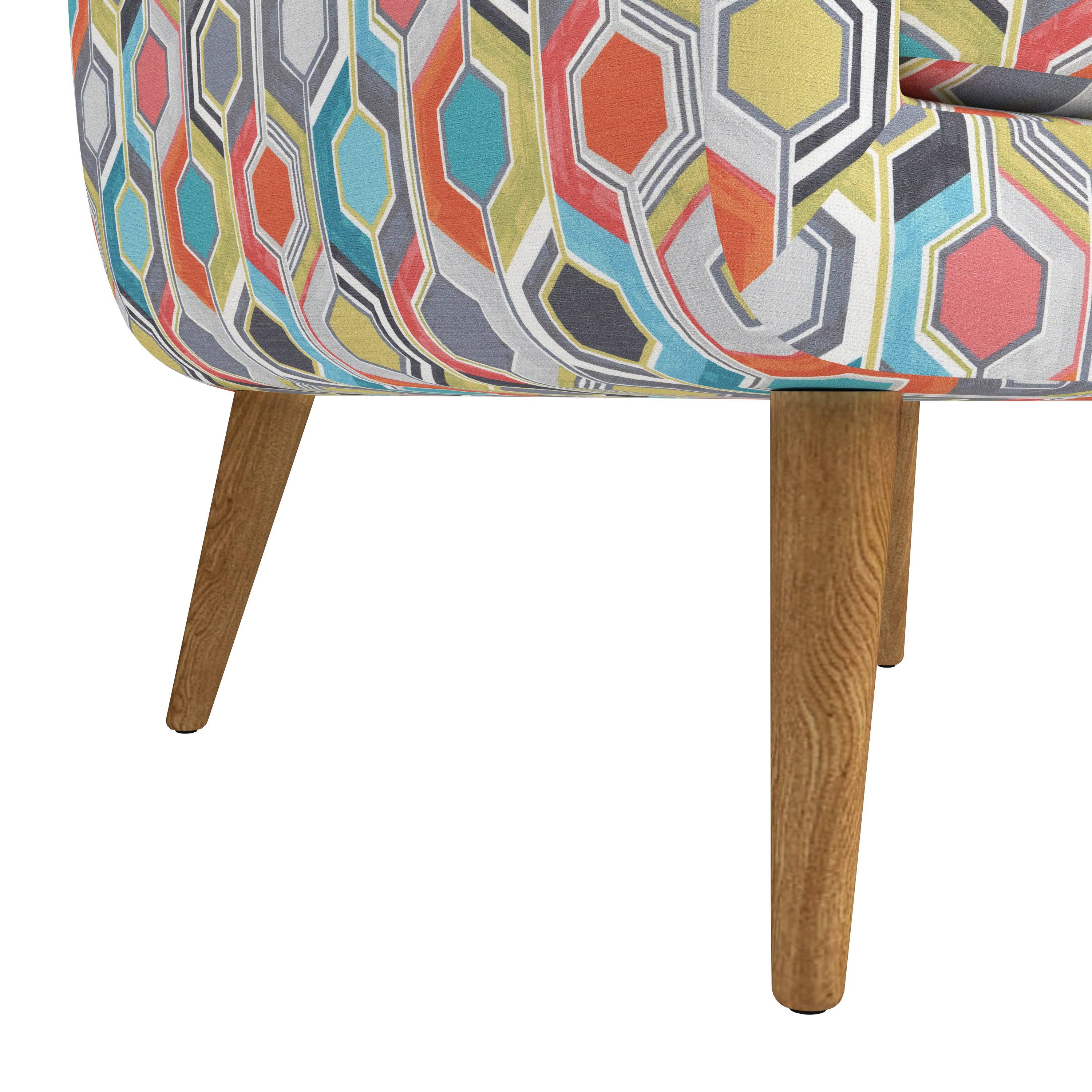 Domesis Kremmling Mid-Century Modern Armchair Peacock Blue Linen