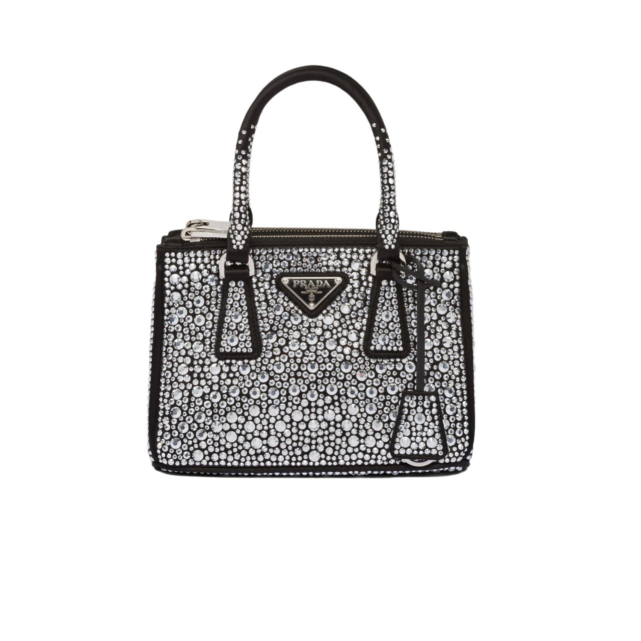 Prada Galleria Satin Mini Bag With Crystals Metal 23Cm