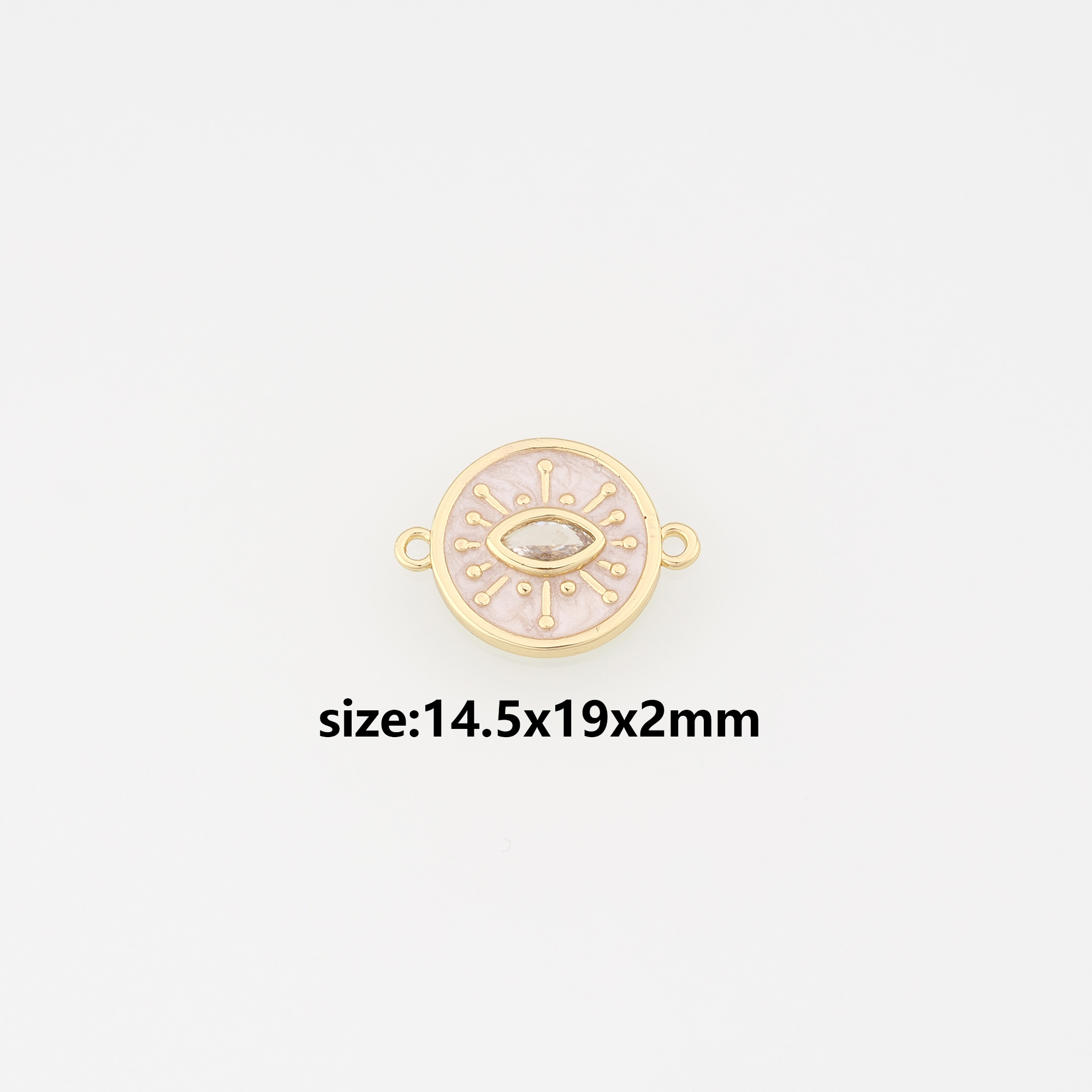 18K Gold Filled Evil Eye Connector,Enamel Evil Eye Charm Necklace Bracelet for DIY Jewelry Making Supply