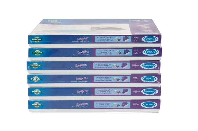 ScoopFree Complete Blue Crystal Litter Tray Refill Pack – 6 Disposable Trays with Leak-Proof Liners and Low-Tracking Formula