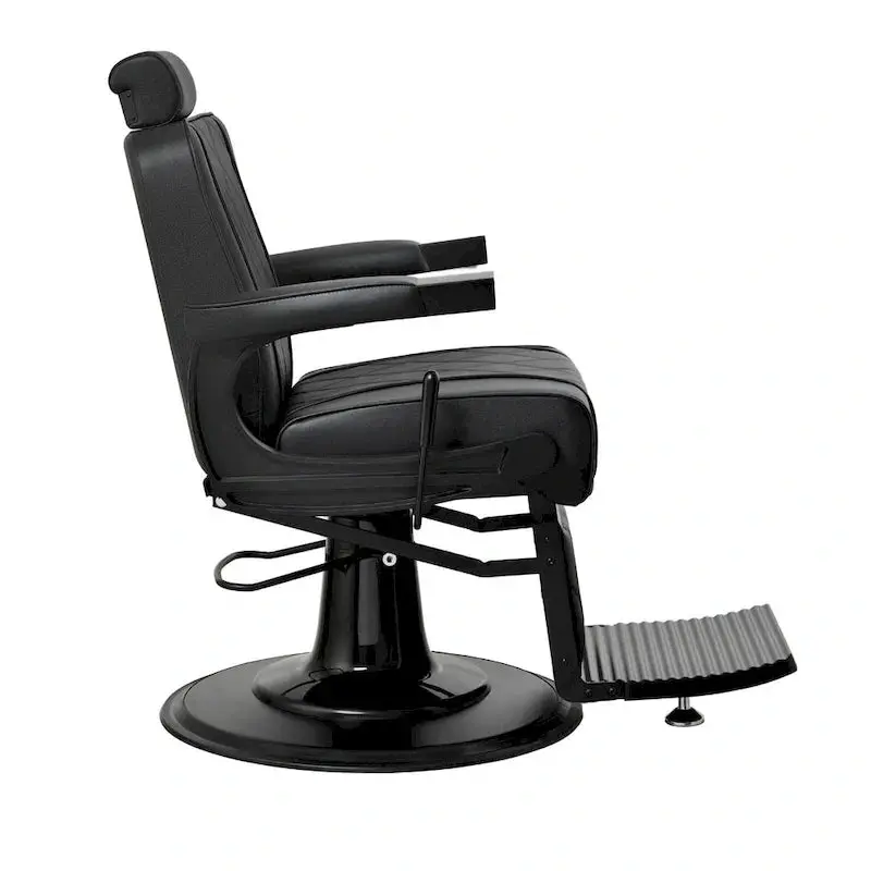 ROGERS Professional Barber Chair – Heavy-Duty Hydraulic Reclining Styling Seat in Sleek Black Finish