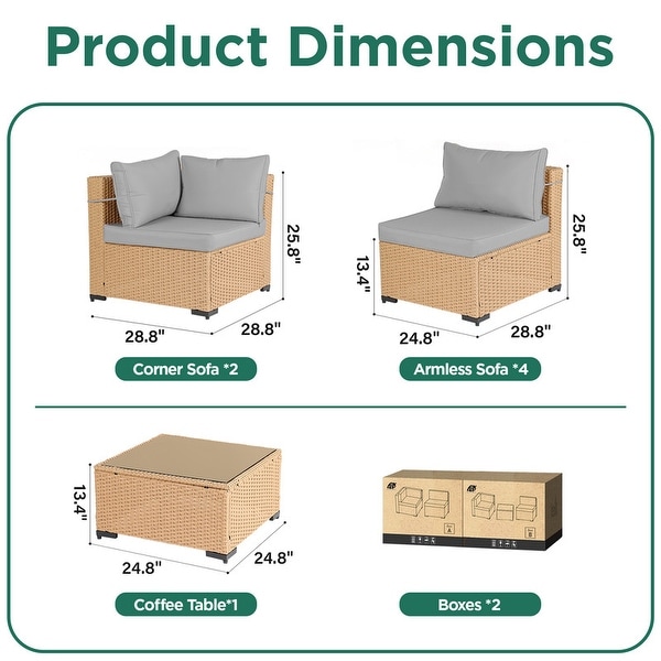 UPHA 5Piece Patio Furniture Wicker Sofa Set with Cushions