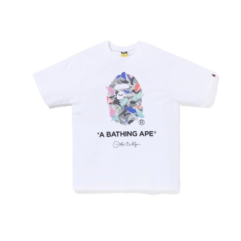Japanese trendy brand color blocked luminous short sleeved couple loose T-shirt