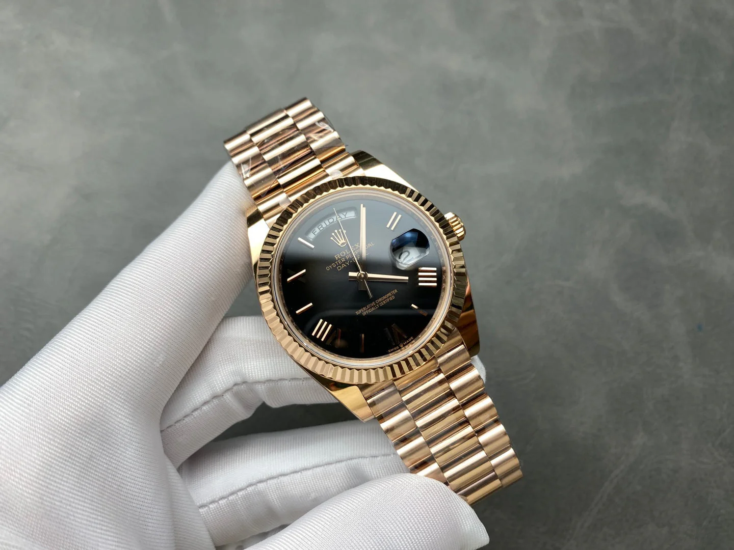 Rolex Day-Date 40mm Pink Gold Black Dial