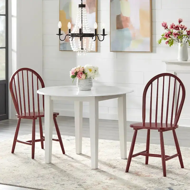 Simple Living Rollo Drop-Leaf Dining Set – Solid Wood, 3-Piece Rustic Design