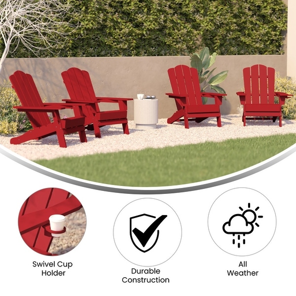 Set of 4 AllWeather Adirondack Chairs with Cupholders