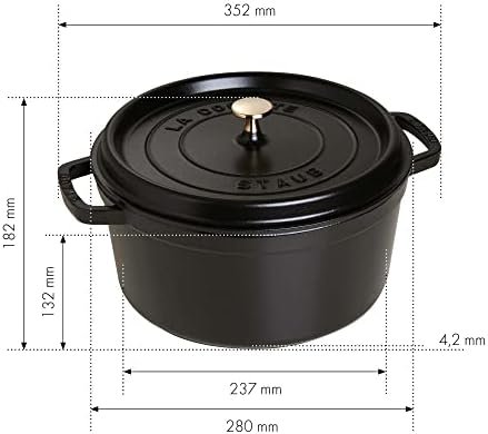 Cast Iron Dutch Oven 7-qt Round Cocotte, Serves 7- 8, Black Matte