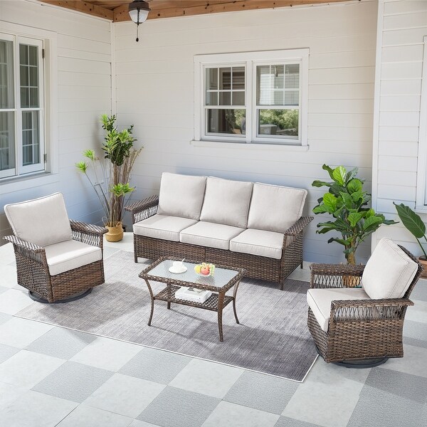 Outdoor Patio Sofa with Rokicng Chair Table