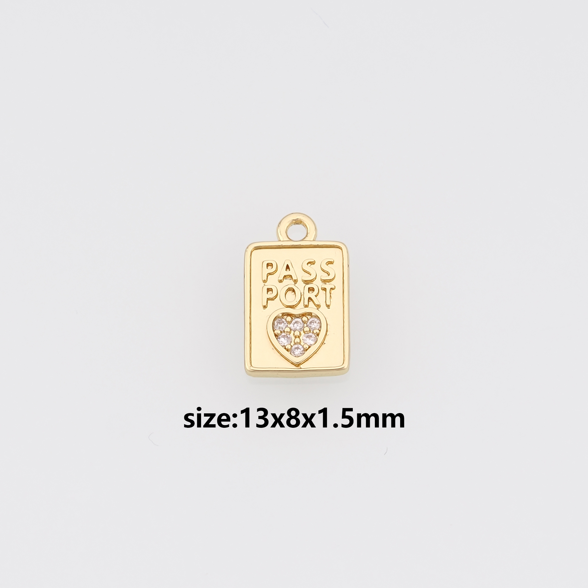 18K Gold Filled Pass Port Pendant,CZ Micro Pave Pass Port Charm Earrings Necklace for DIY Jewelry Making Supply