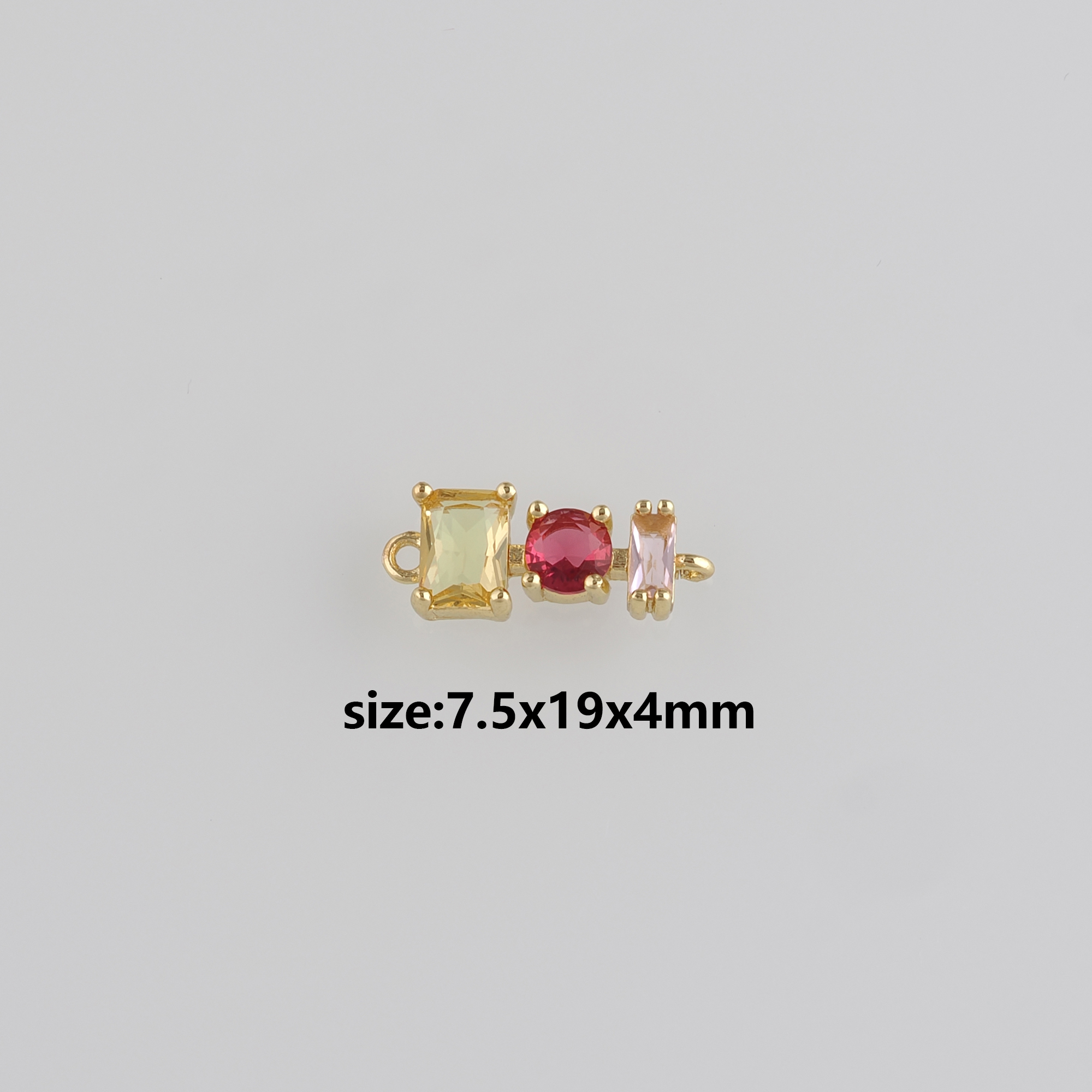 18K Gold Filled Rectangle Connector,Birthstone Charm,Crystal Rectangle Necklace Bracelet for DIY Jewelry Making Supply