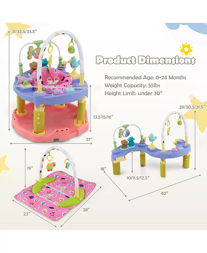Costway 3-in-1 Baby Activity Center Toddler Bouncing Saucer w  3-position