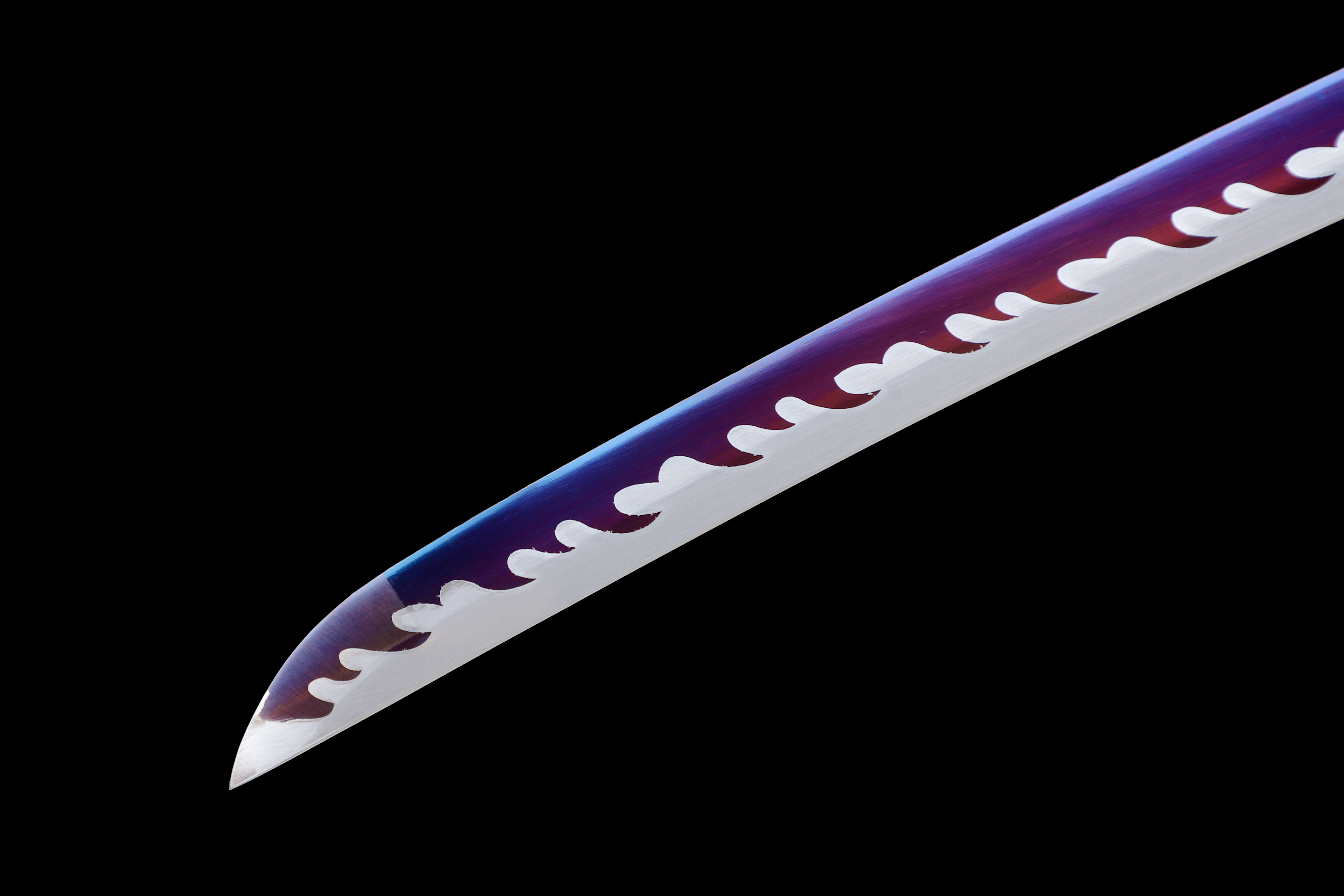 Handmade Japanese Katana 9260 Spring Steel Purple Blade Full Tang
