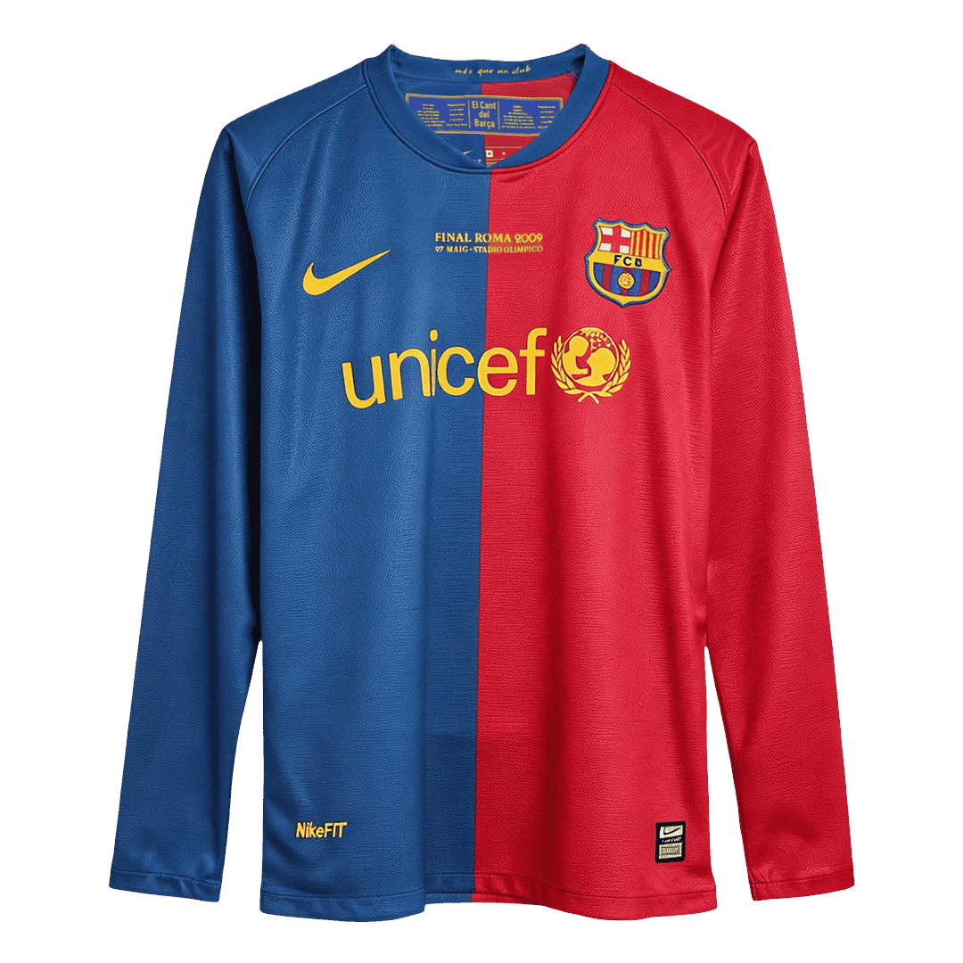 Retro Soccer Jersey A.INIESTA #8 Barcelona Home Long Sleeve 2008/09 - UCL Final - UCL