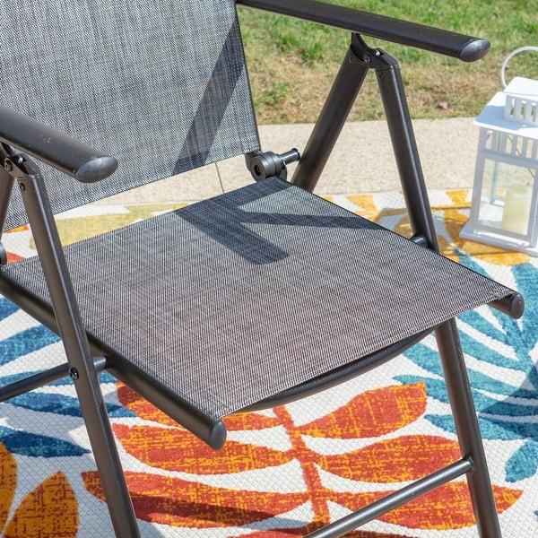 9Piece Patio Dining Set,Metal Table and Foldable Sling Dining Chairs with 7 Levels Adjustable