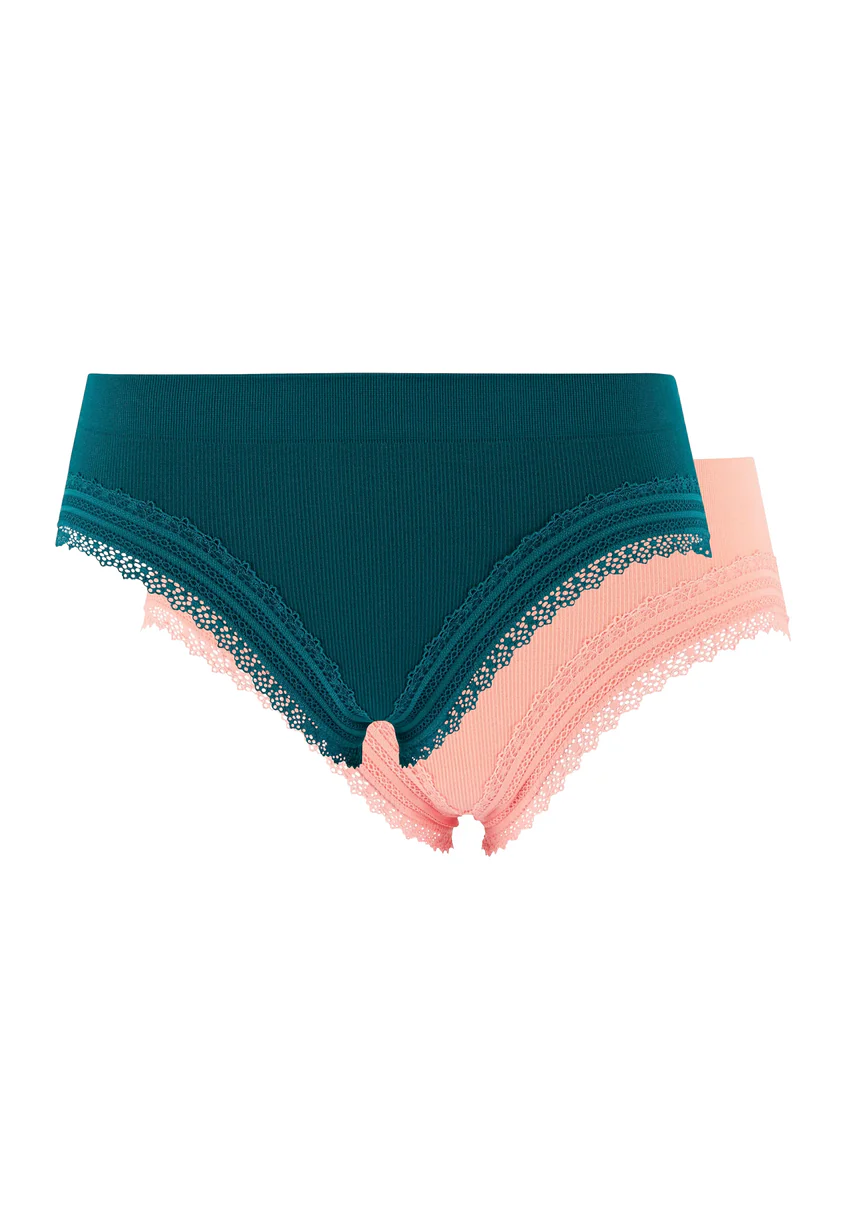 Lot de 2 slips Agathe Vert Emeraude et Rose Nordique