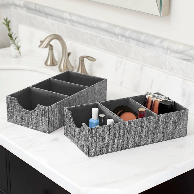 Household Essentials Set Of 2 3 section Drawer Trays Graphite Linen
