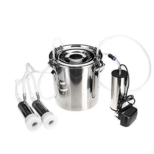 Cow Milking Machine Portable Electric Cow Milker Milking Machine with 2 Teat Cups, Adjustable Vacuum Pump, 5L Milk Container