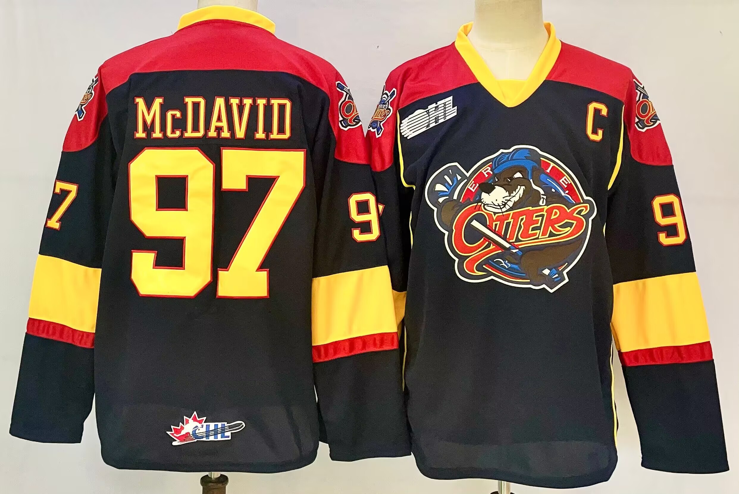 Men's Erie Otters Connor McDavid #97 Black Player Game Jersey