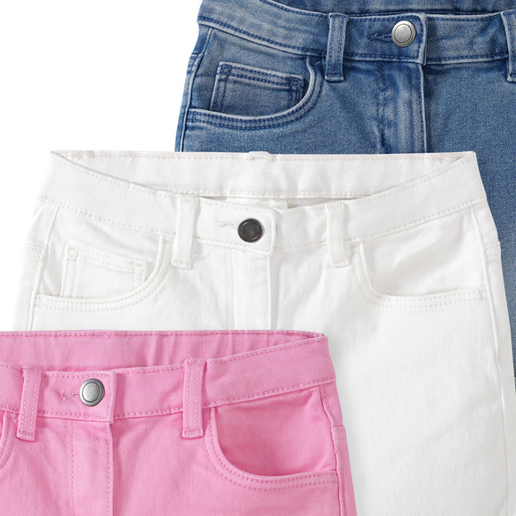 Famy 3 Mädchen Jeansshorts im Five-Pocket-Style