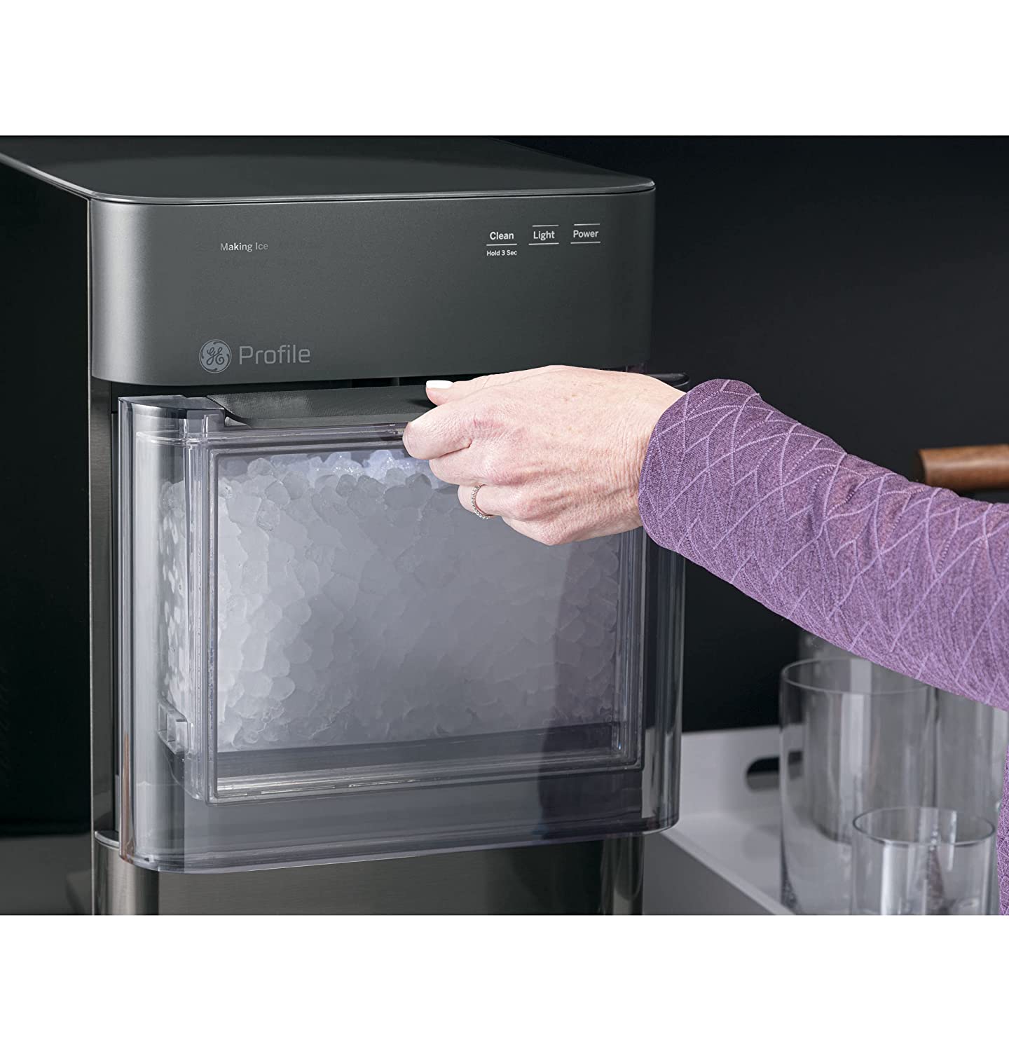 2026 GE Profile Opal 2.0 | Countertop Nugget Ice Maker | Ice Machine with WiFi Connectivity | Smart Home Kitchen Essentials | Black Stainless