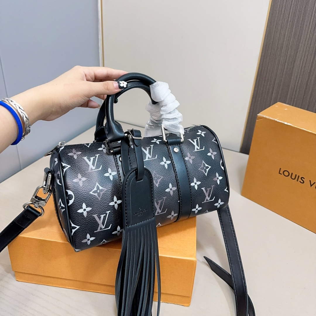 Louis Vuitton Keepall Bandouli Re 25 Bag Monogram Brushed Cowhide Black 25Cm M11595