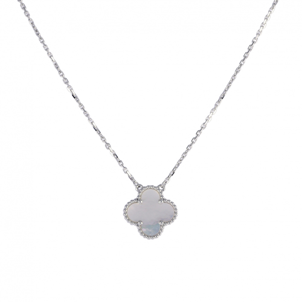 Van Cleef & Arpels Vintage Alhambra Necklace 18K White Gold Mother of Pearl VCARF48700