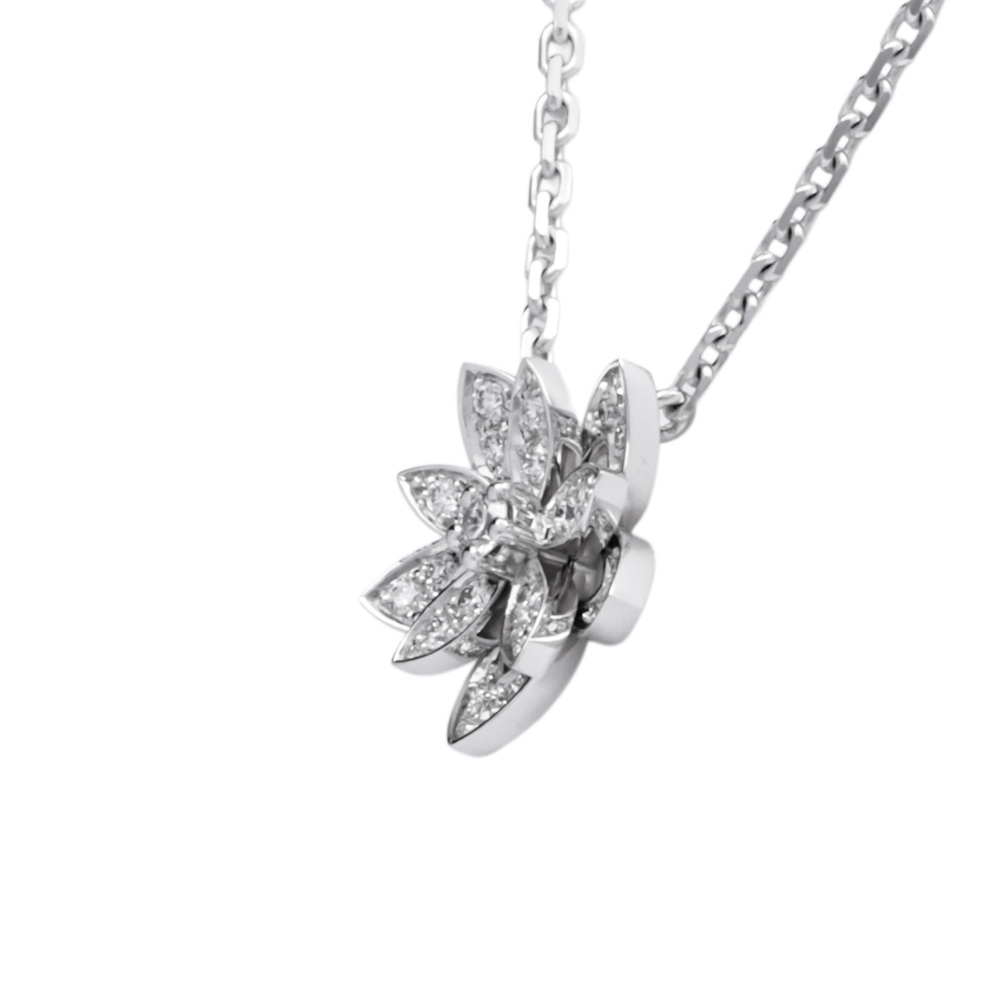 Van Cleef & Arpels Lotus Necklace 18K White Gold Diamond VCARP0ZW00
