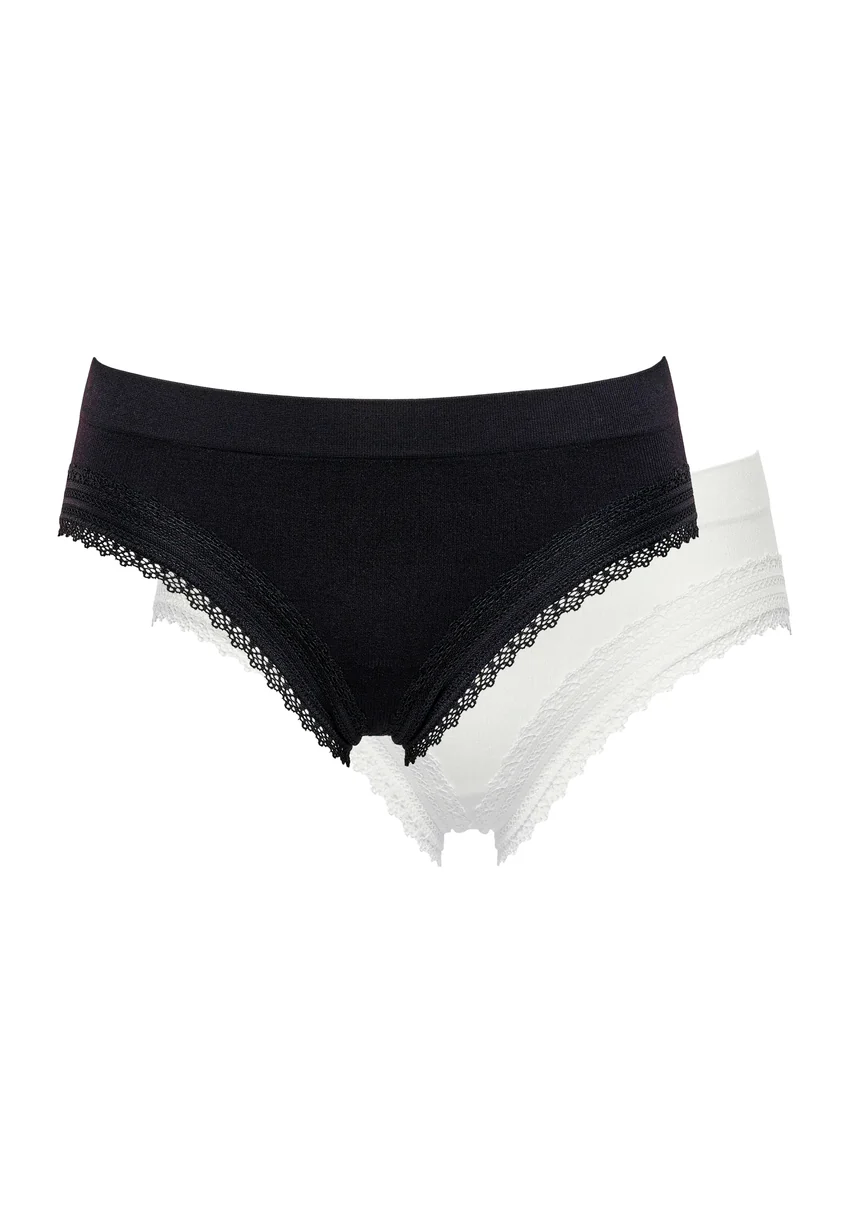Lot de 2 slips Agathe Noir et Ivoire
