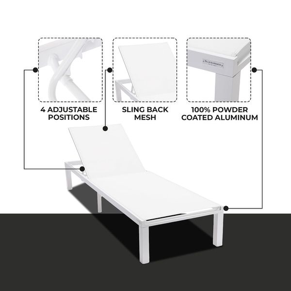 Aluminum Beach Pool Sun Lounge Chair Sling Mesh Fabric Reclining Stackable Lounger Chair