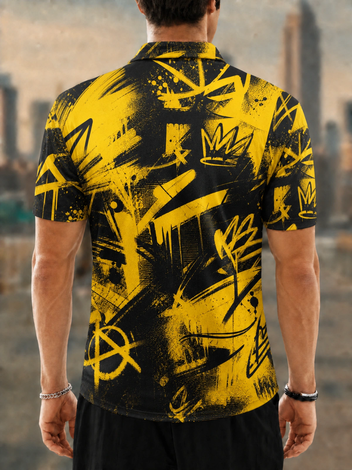 Men's Graffiti Street Art Printed Golf Polo Shirt